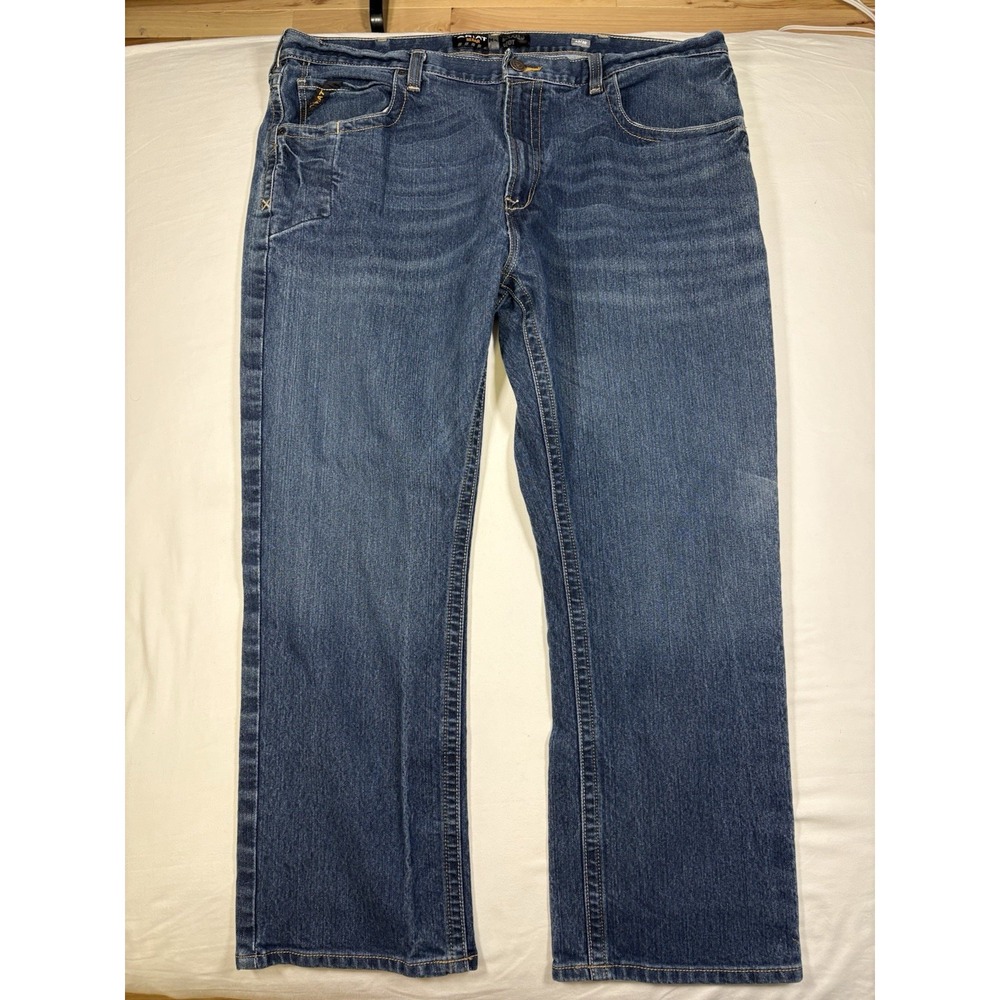 Ariat Rebar M4 Jeans Mens 42x30 Blue Relaxed Boot Cut Workwear Denim Stretch